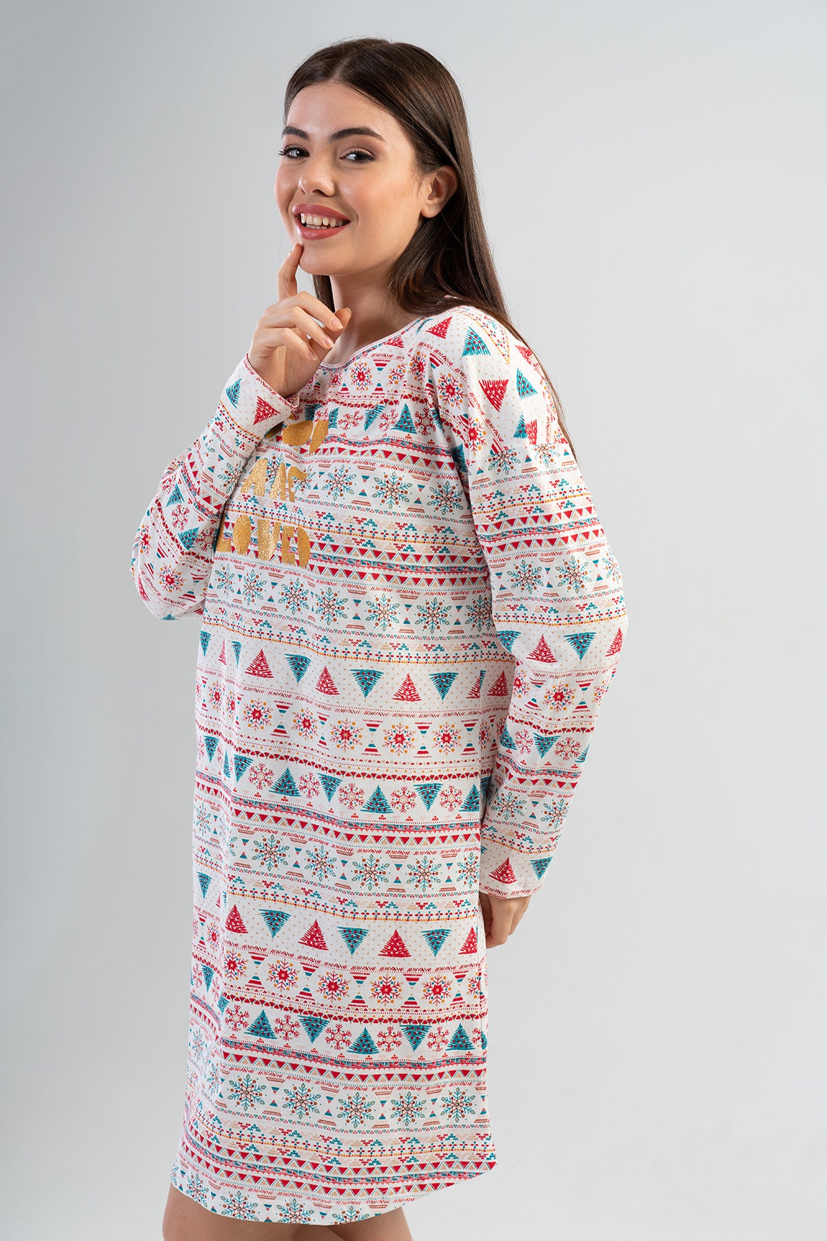 BAYAN P.SUPREM O YAKA DUSUK OMUZLU UZUN KOL ETEGI OVAL TUNIK