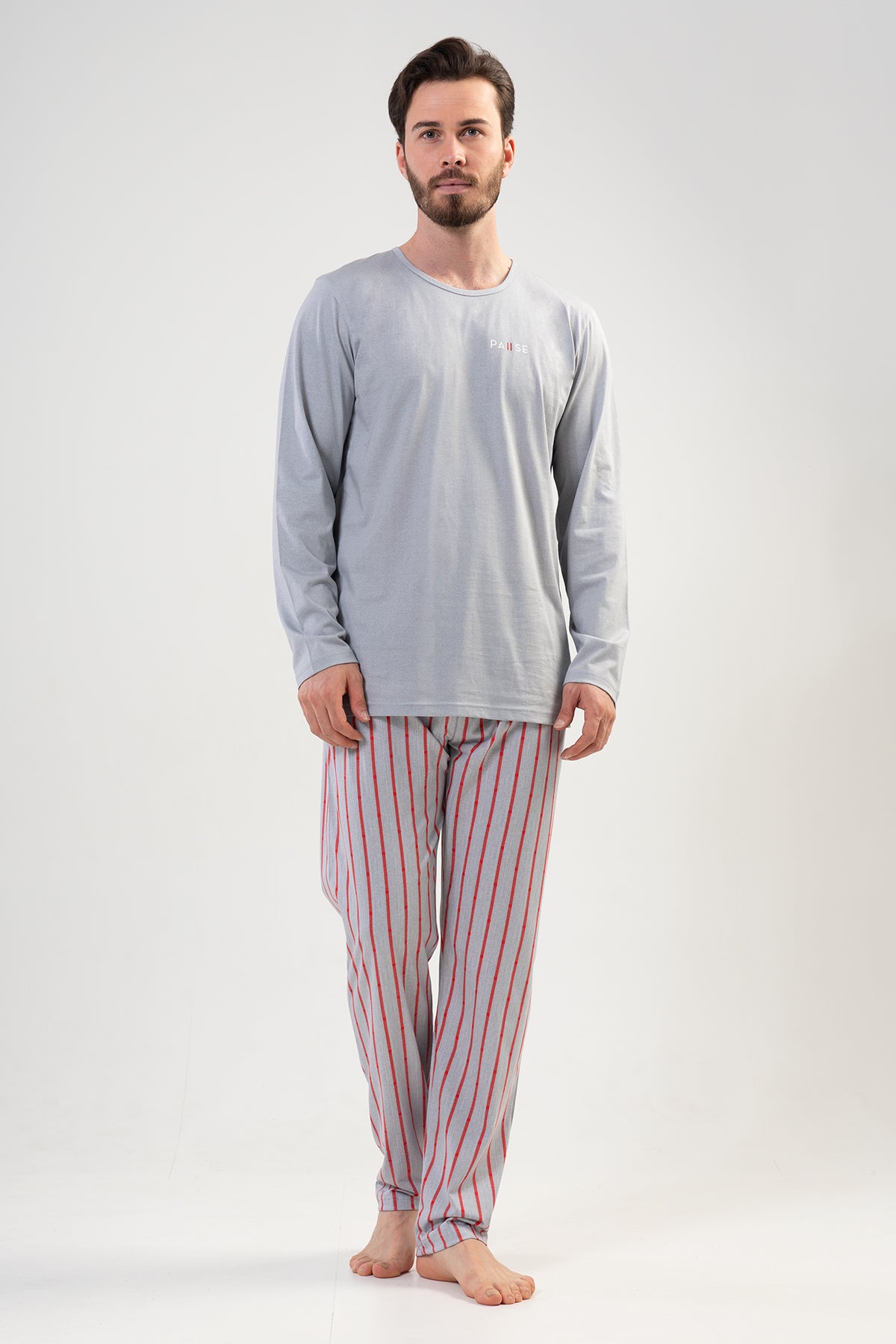 CEPLI ERKEK P.SUPREM O YAKA UZUN KOL PIJAMA TAKIM