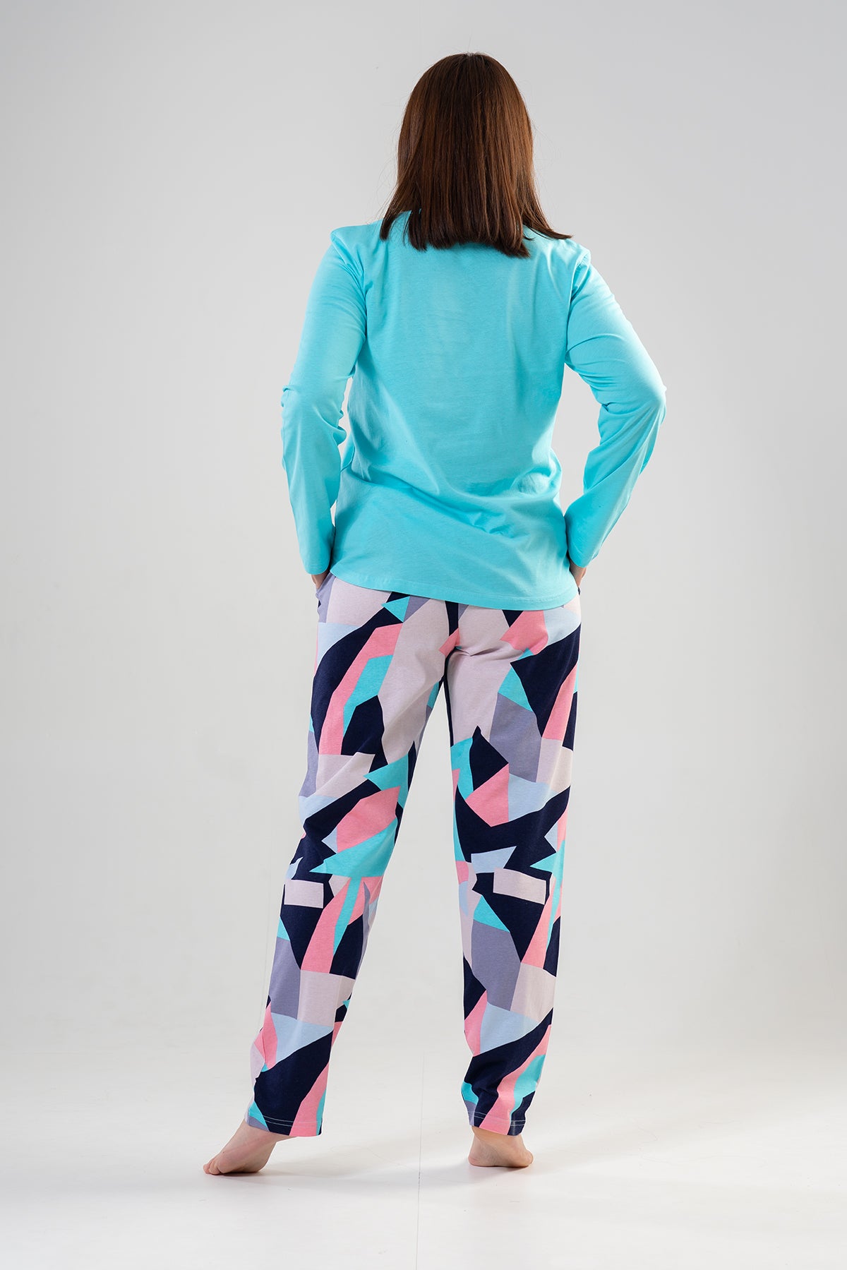 KADIN P.SUPREM XXL O YAKA UZUN KOL ETEGI OVAL CEPLI PIJAMA TAKIM