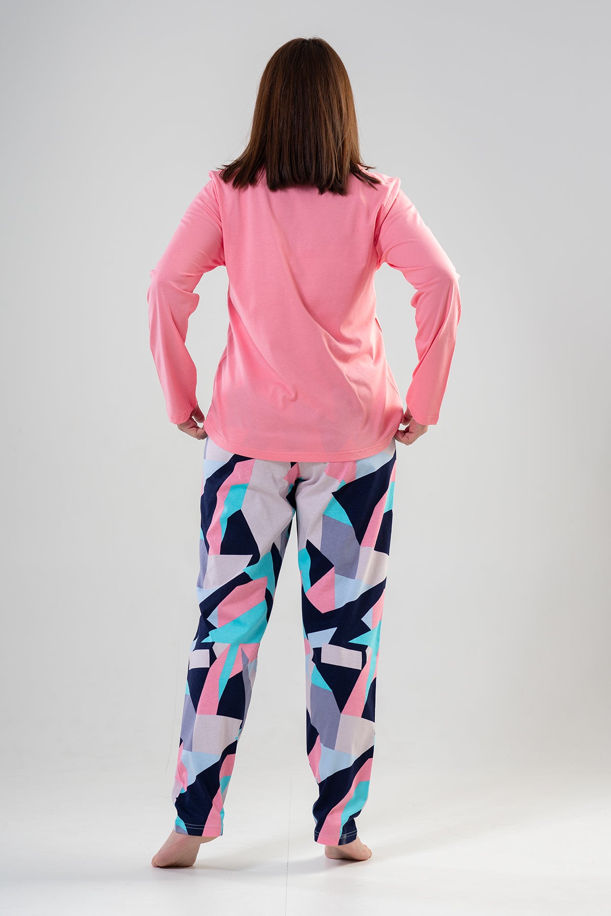 KADIN P.SUPREM XXL O YAKA UZUN KOL ETEGI OVAL CEPLI PIJAMA TAKIM