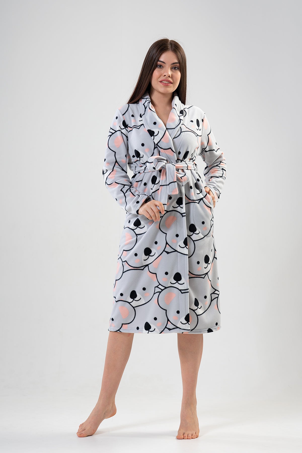 BAYAN POLAR SAL YAKA UZUN KOL UZUN SABAHLIK