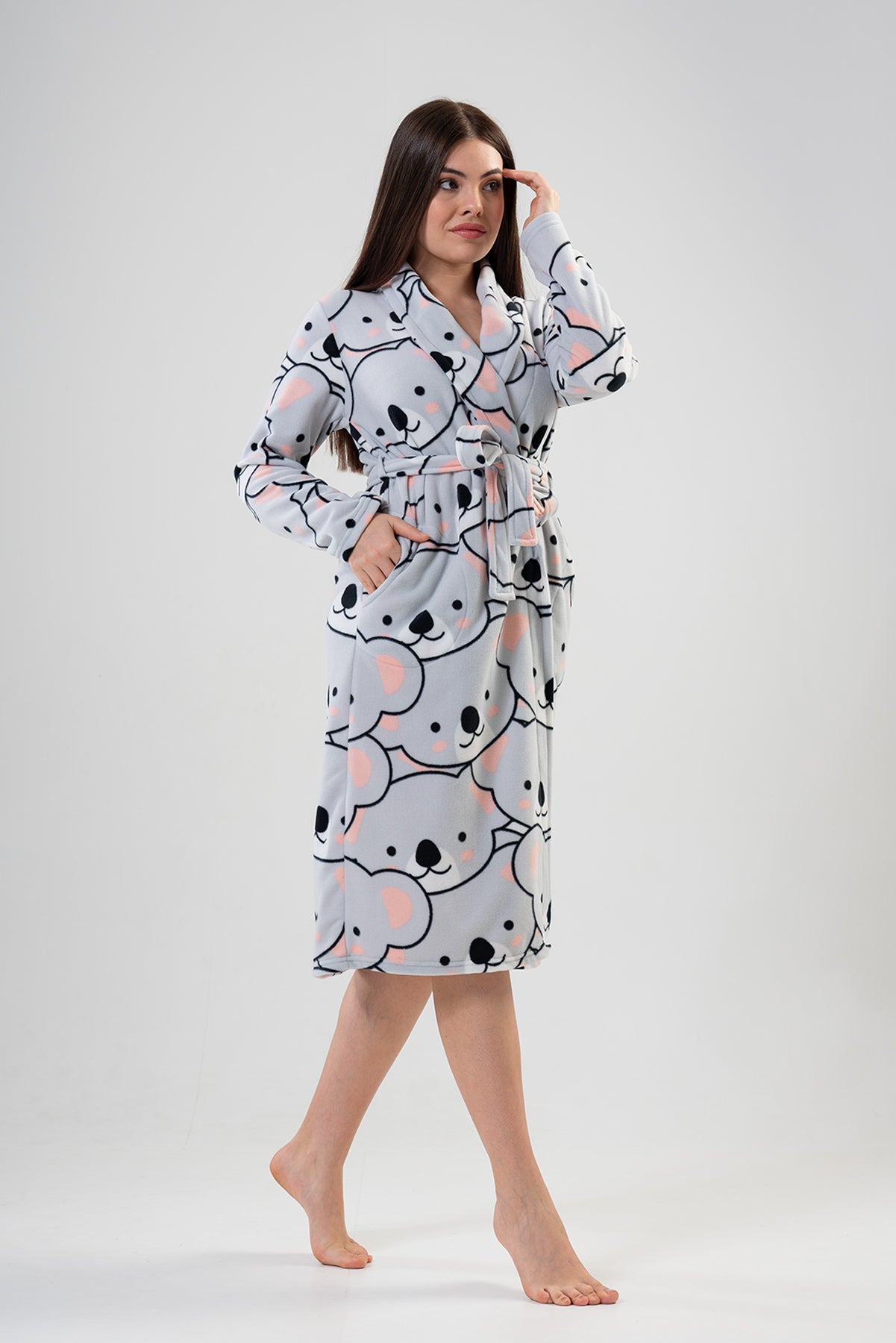 BAYAN POLAR SAL YAKA UZUN KOL UZUN SABAHLIK