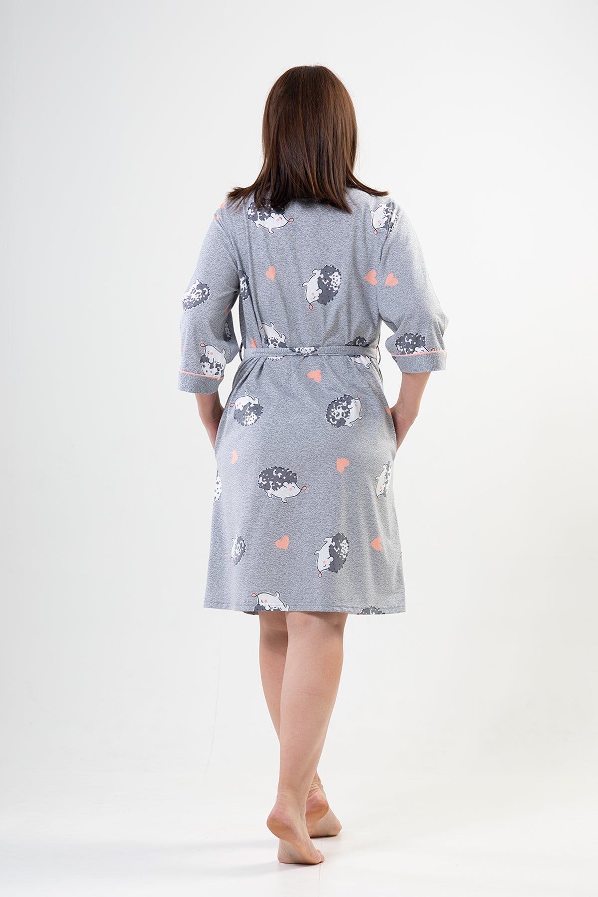 Woman Big Size Porky Poor Sleeve Dressing Gown