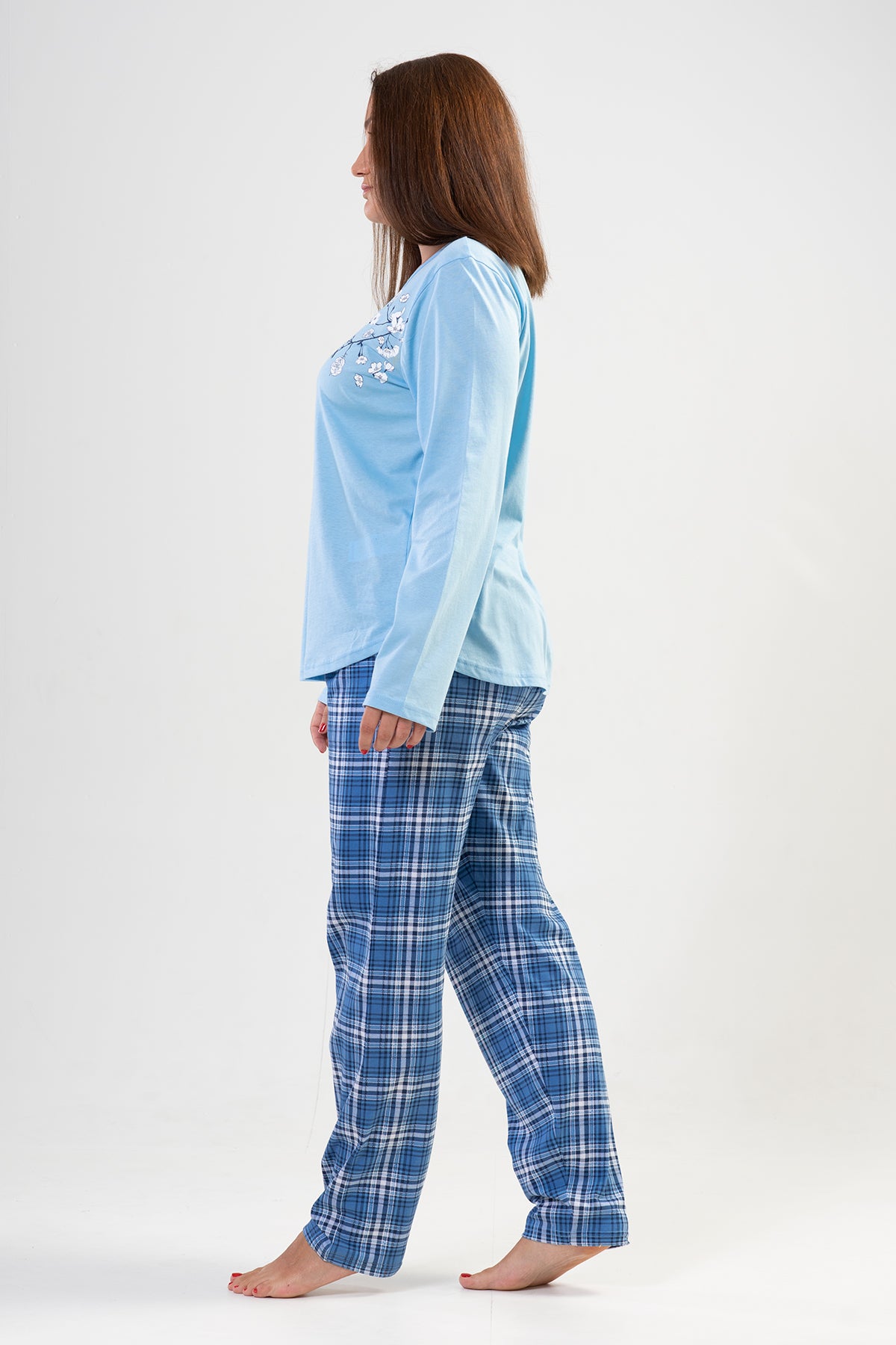 KADIN P.SUPREM XXL O YAKA UZUN KOL ETEGI OVAL CEPLI PIJAMA TAKIM