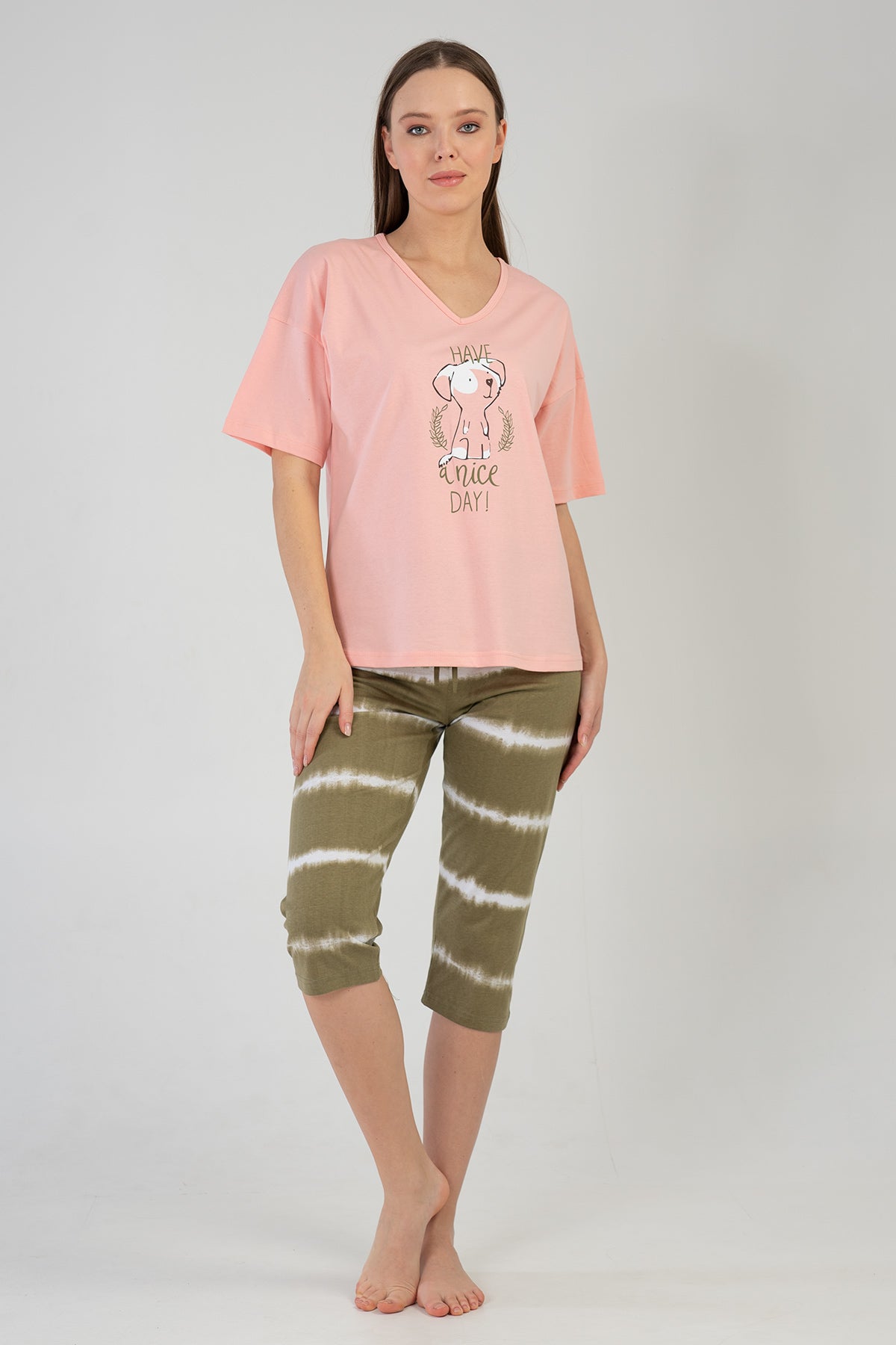 KADIN P.SUPREM V YAKA DUSUK OMUZLU KISA KOL KAPRI TAKIM