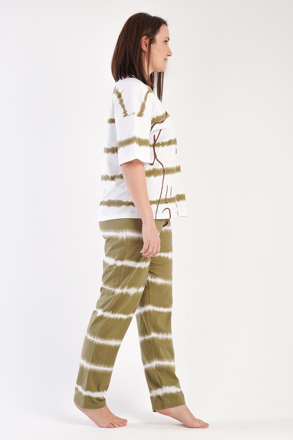 KADIN P.SUPREM XXL V YAKA DUSUK OMUZLU KISA KOL PIJAMA TAKIM