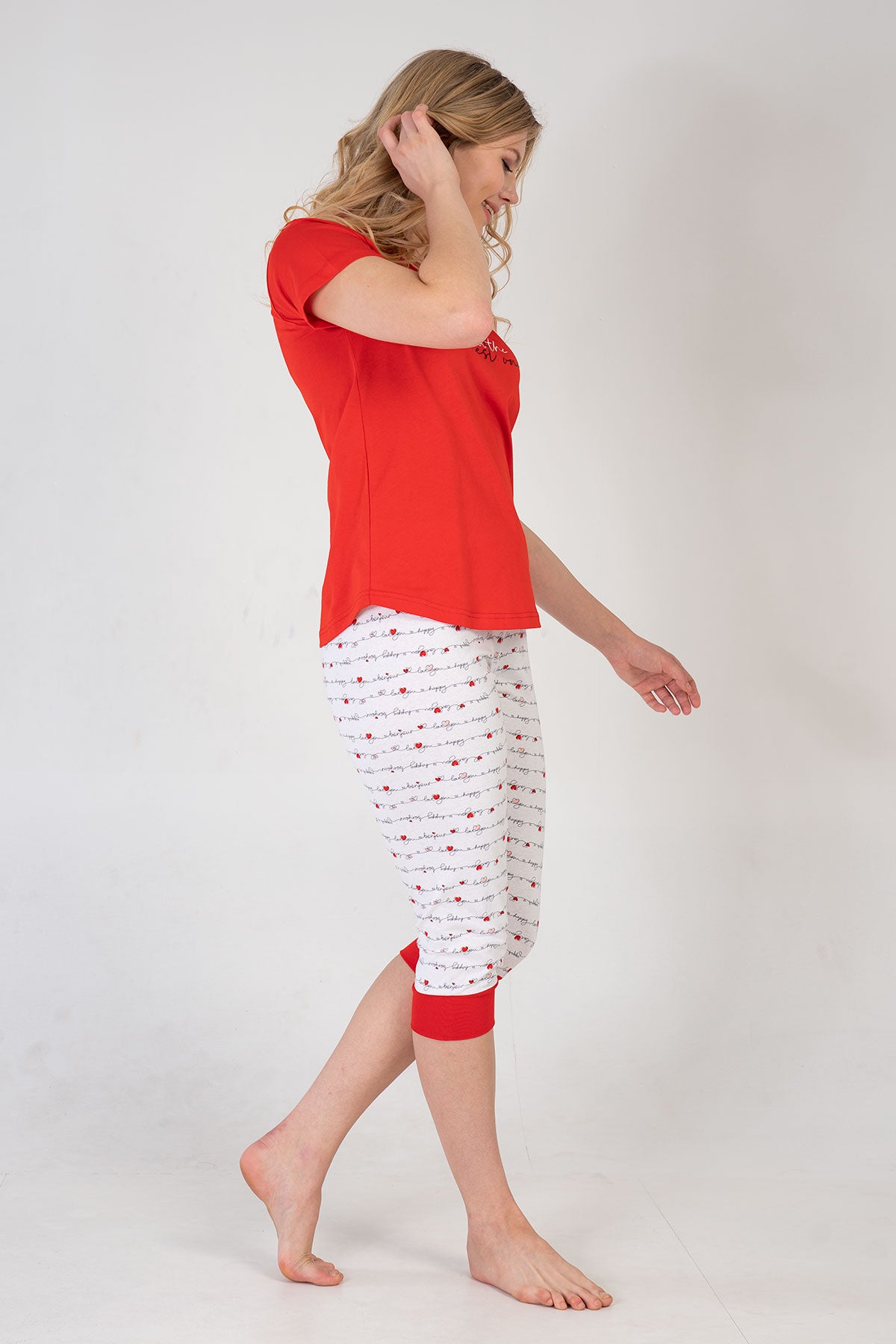 Woman Red Night Capri Set