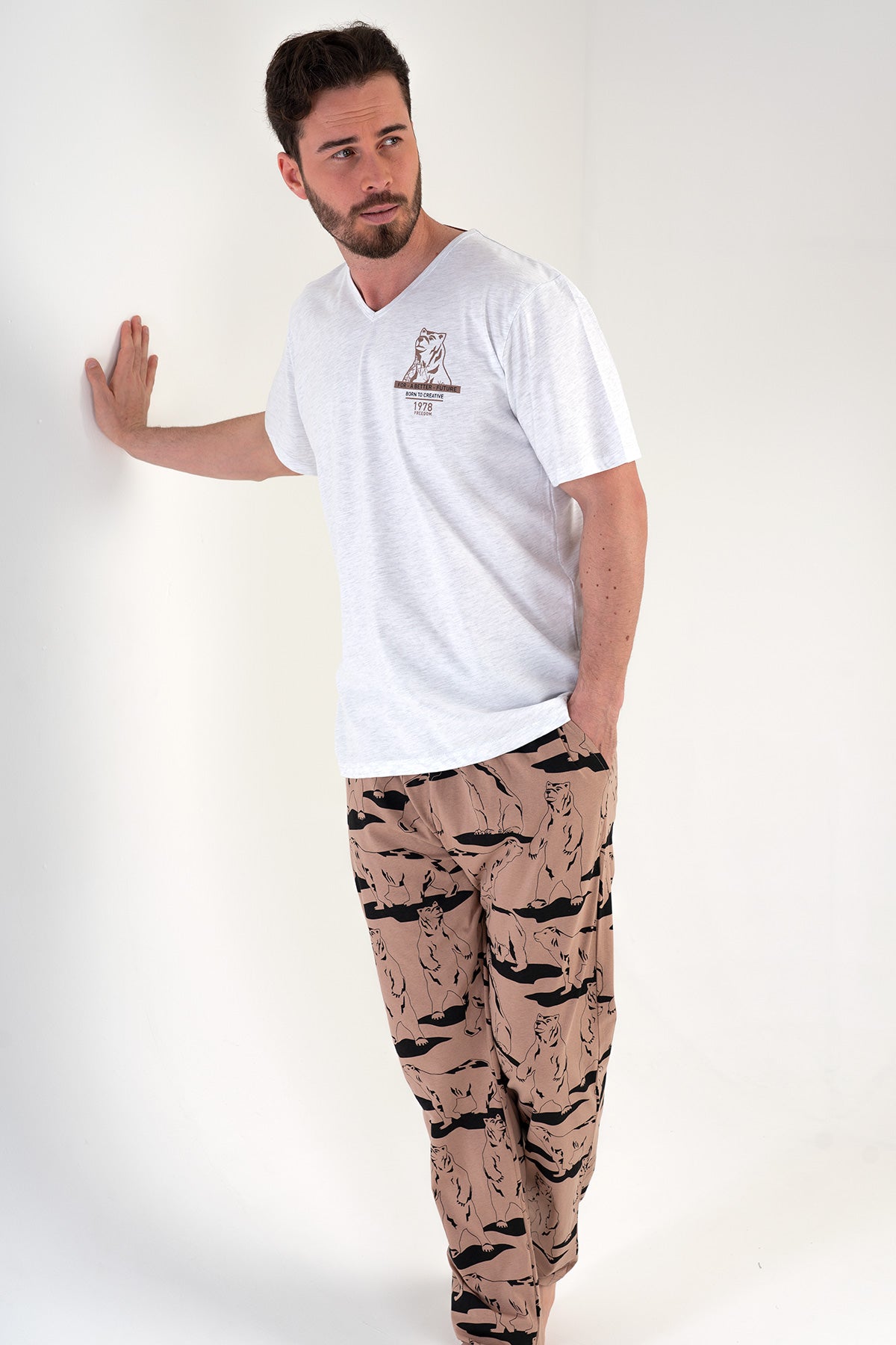 CEPLI ERKEK P.SUPREM V YAKA KISA KOL PIJAMA TAKIM