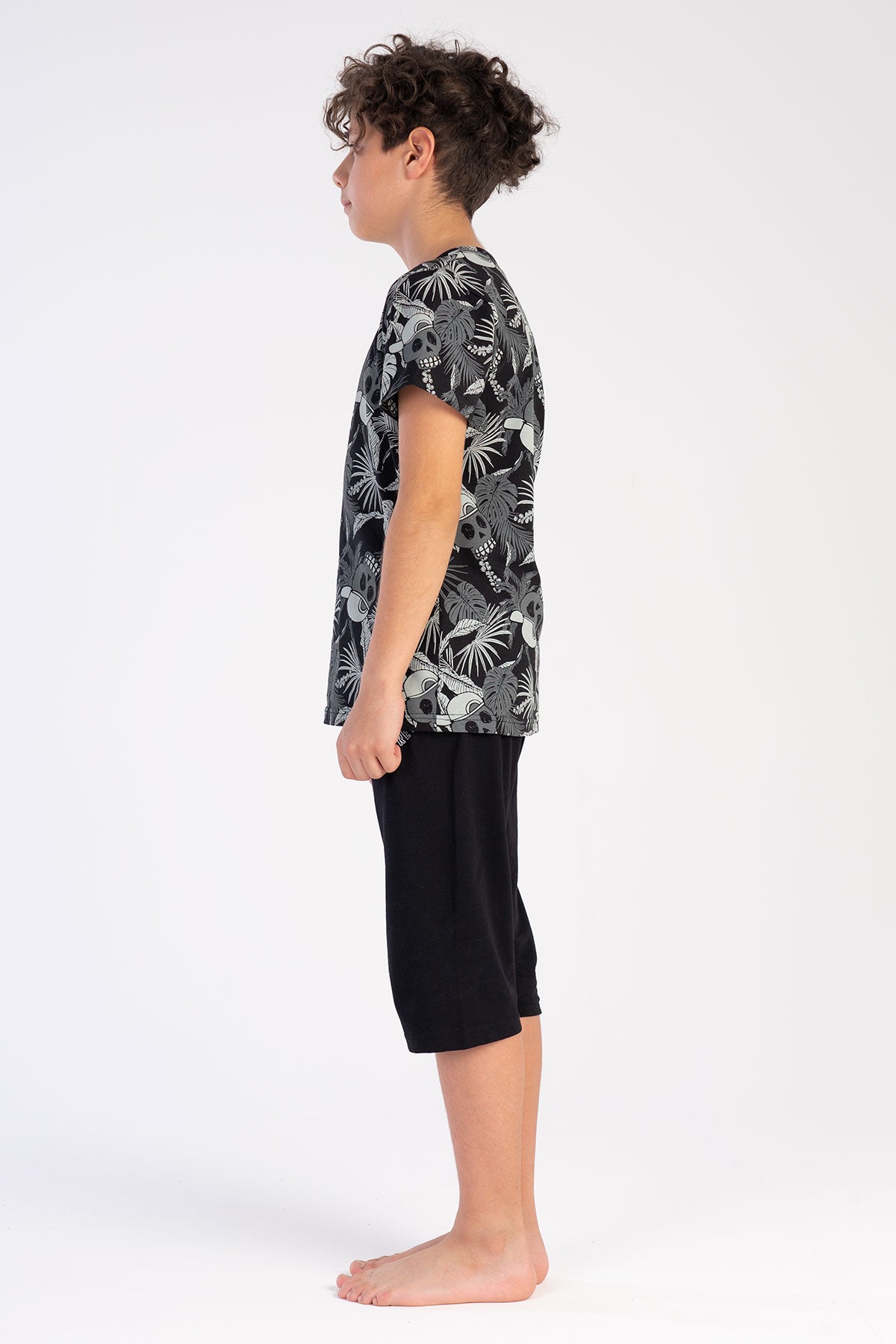 Kids Boy Black Skull Capri Set