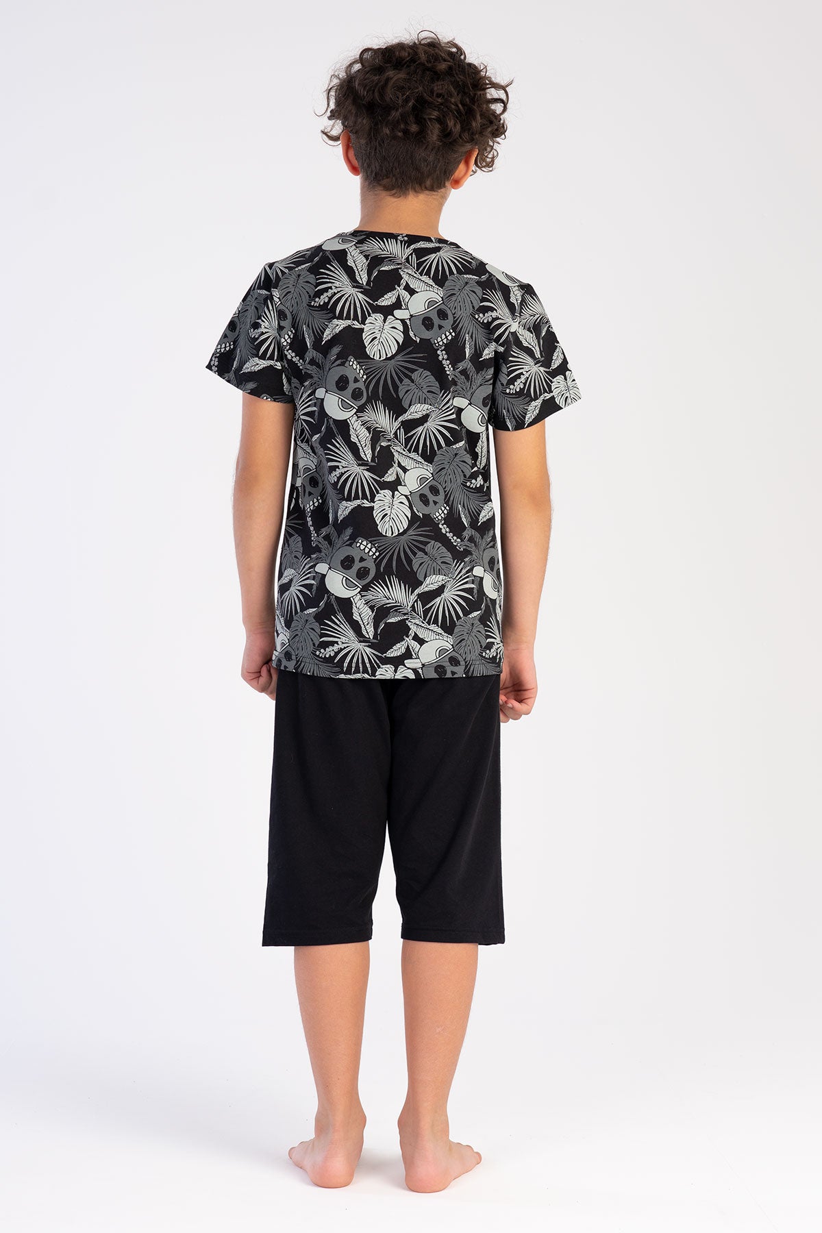 Kids Boy Black Skull Capri Set