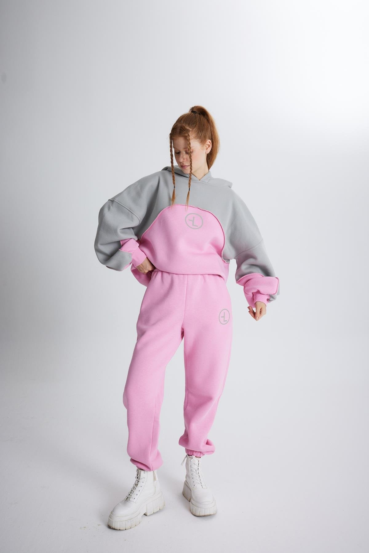 Şardonlu 3 İplik Kumaş Oversize Kapişonlu Revenge Sweatshirt Pembe