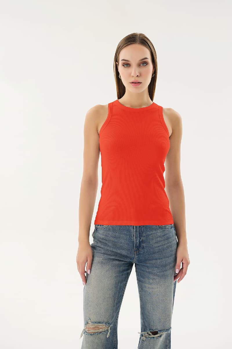 16156 KADIN FİTİLLİ KAPALI YAKA T-SHIRT