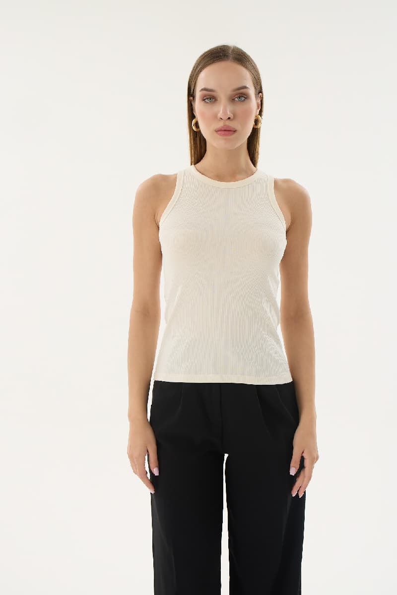 16156 KADIN FİTİLLİ KAPALI YAKA T-SHIRT