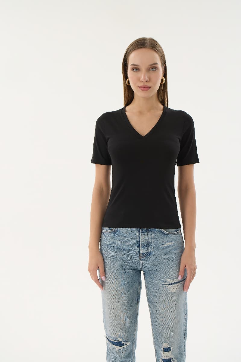 16280 MODAL BAYAN V YAKA T-SHIRT