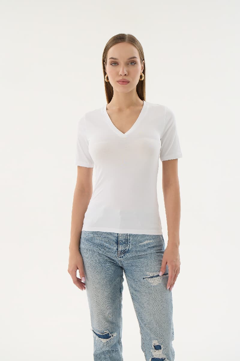 16280 MODAL BAYAN V YAKA T-SHIRT