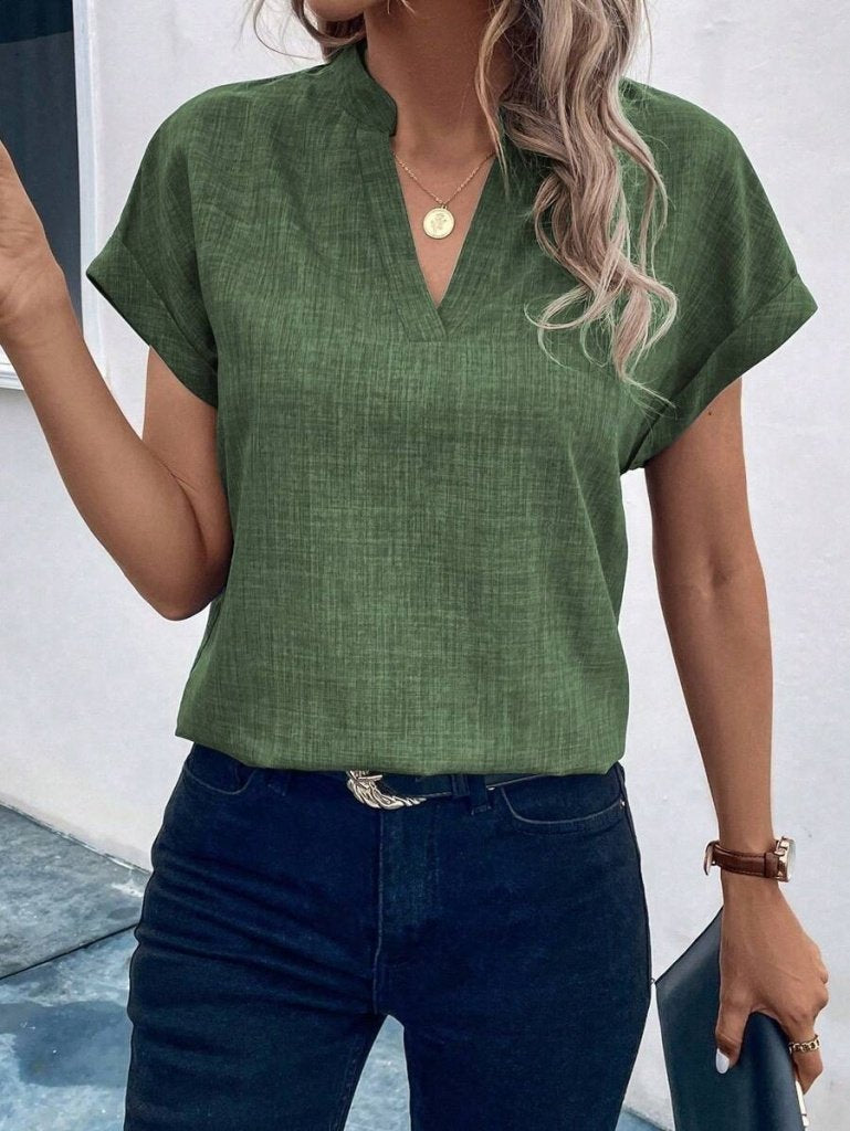 Kadın Kısa Kollu Hakim Yaka Sofya Bluz , 35749