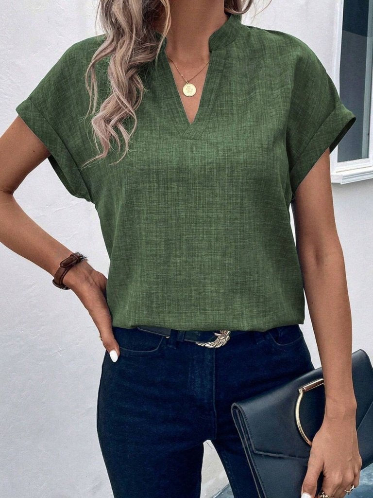 Kadın Kısa Kollu Hakim Yaka Sofya Bluz , 35749