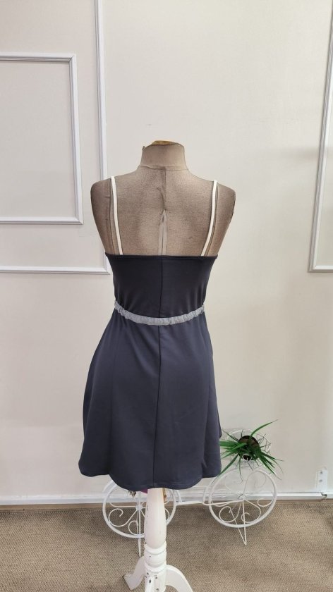 Women's Spaghetti Strap Front Zipper Waist Tie Multicolor Short Viscose Double Thread Dress