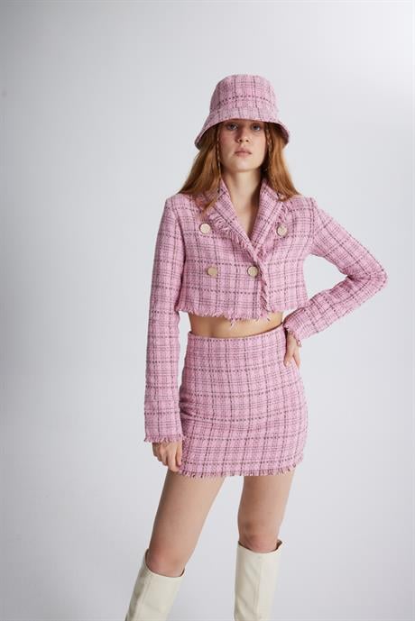 Tweed Etek Pembe
