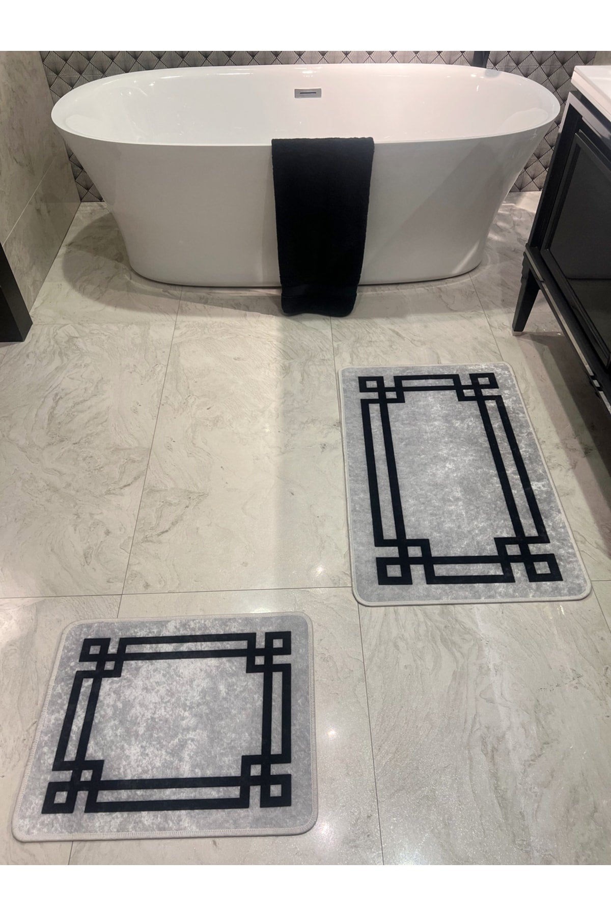 Lateks Taban (60X100 - 60X50) İkili Banyo Paspas Takımı - VİZON KAHVE