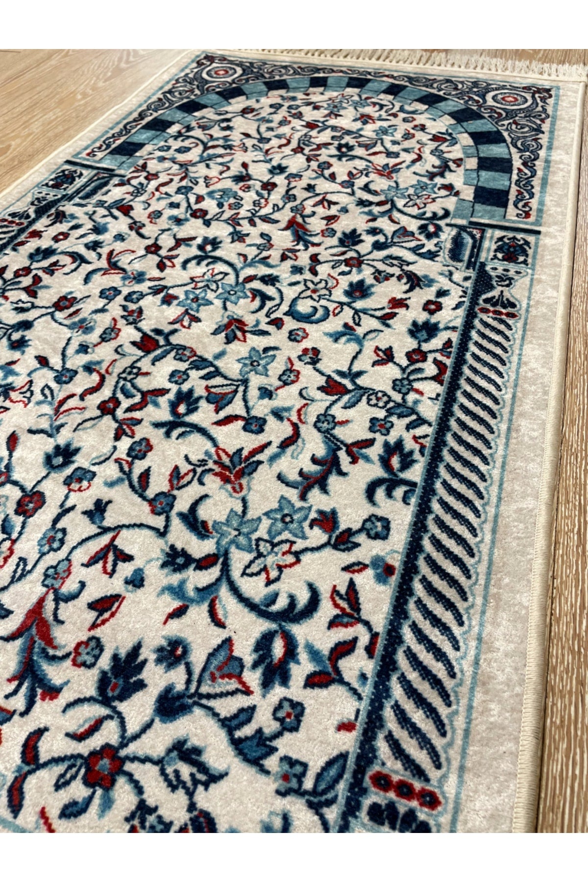 Seccade Saçaklı (lateks Taban) 75x125 Ebat - Mavi