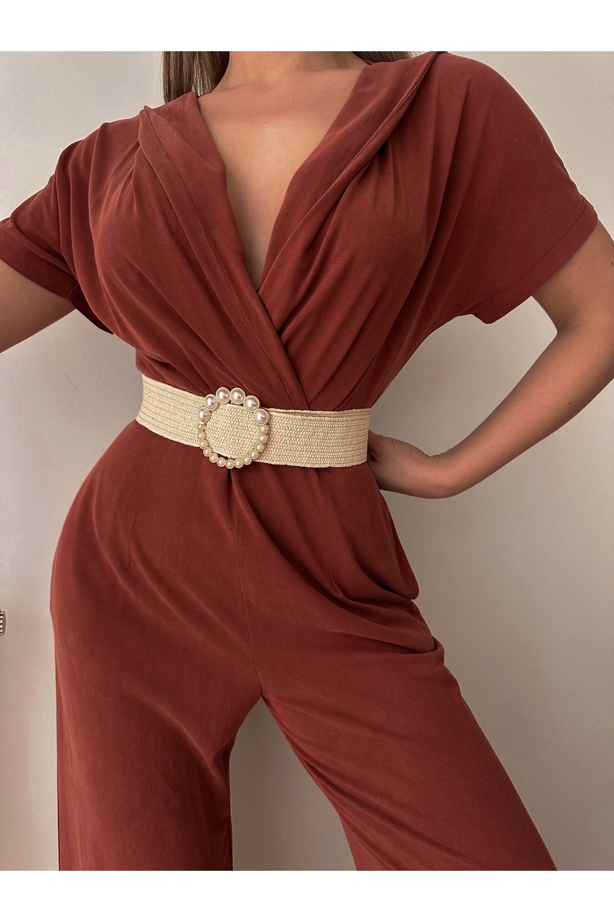 Inci Tokalı Hasır Elastik Kadın Kemeri, Ceket Kemeri, Elbise Kemeri, Gömlek Kemeri