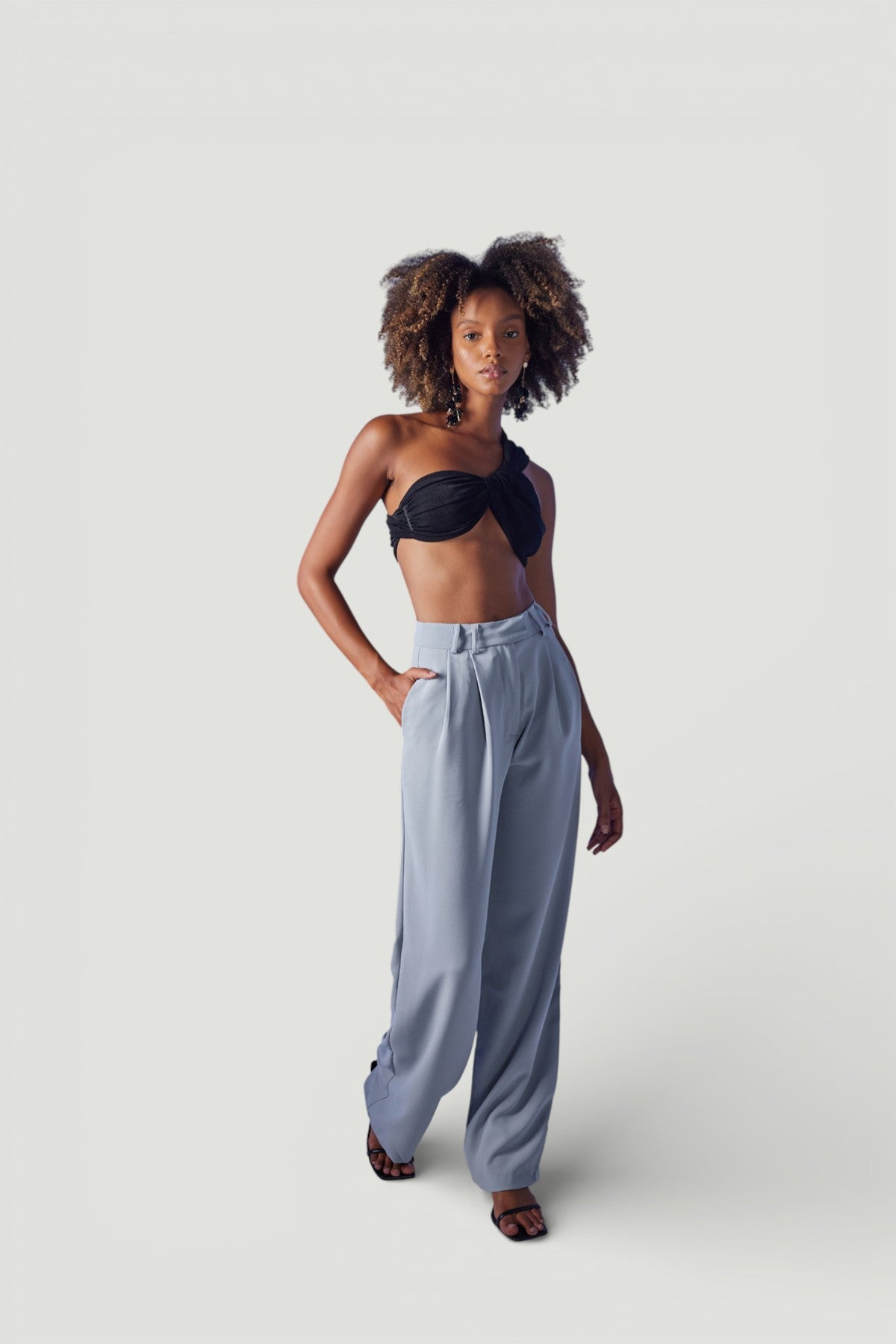 Palazzo Kesim Yüksek Bel Palasia Pantolon Gri