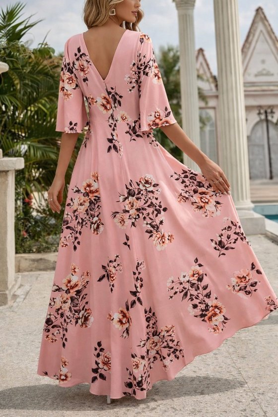 Women's Short Sleeve V-Neck Patterned Supreme Dress