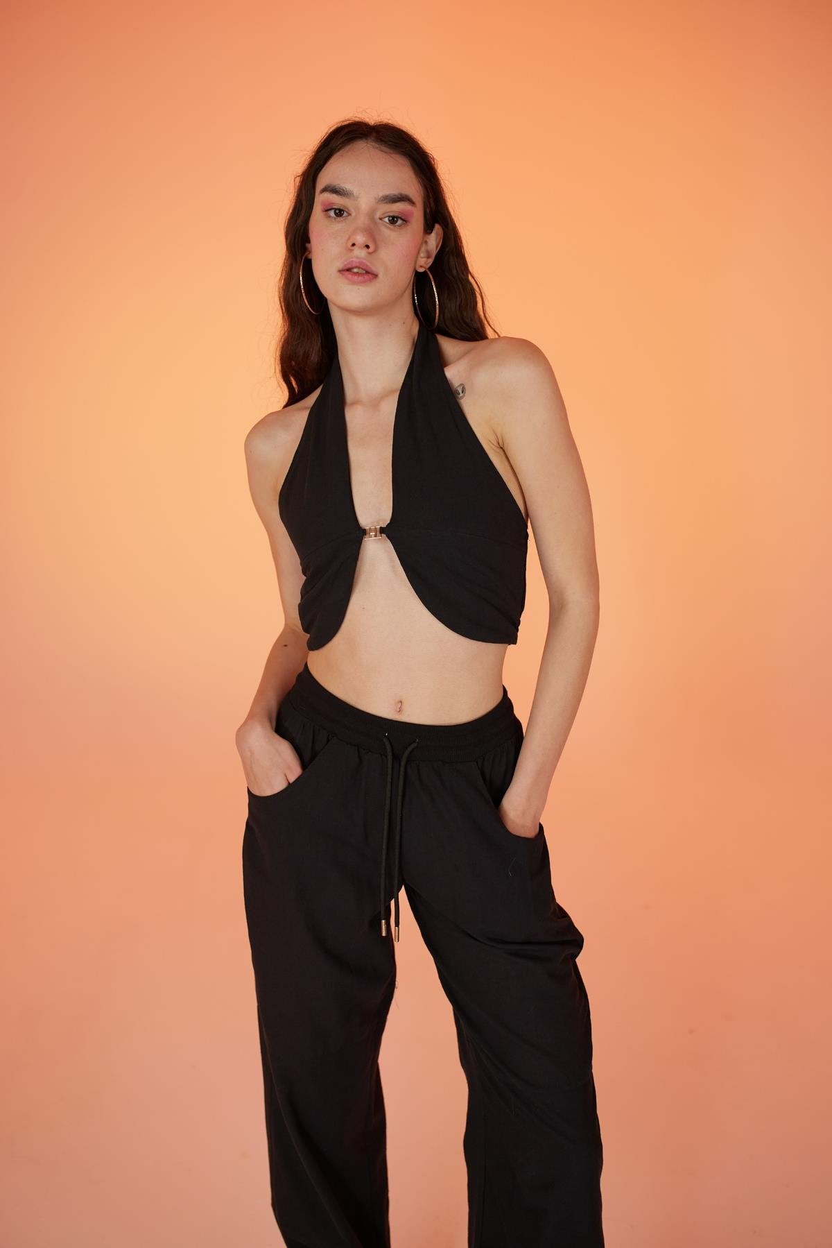 Rise Aksesuarlı Bluz Siyah Siyah L