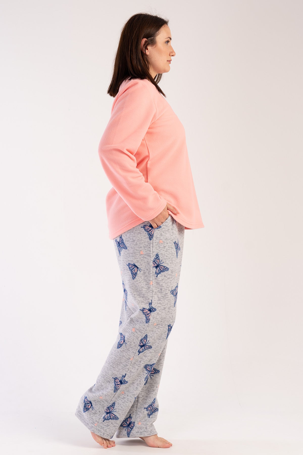 KADIN POLAR XXL O YAKA UZUN KOL ETEGI OVAL CEPLI PIJAMA TAKIM