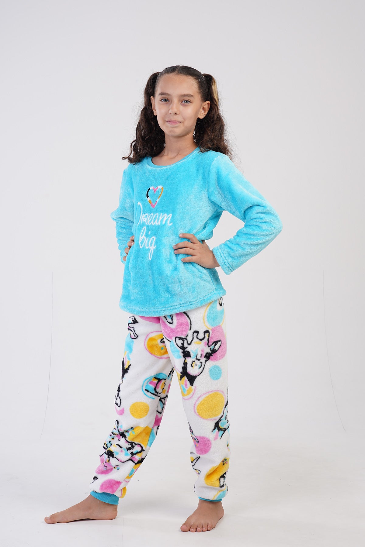 KIZ COCUK SOFT O YAKA UZUN KOL ETEGI OVAL MANSETLI PIJAMA TAKIM(7-8/13-14)