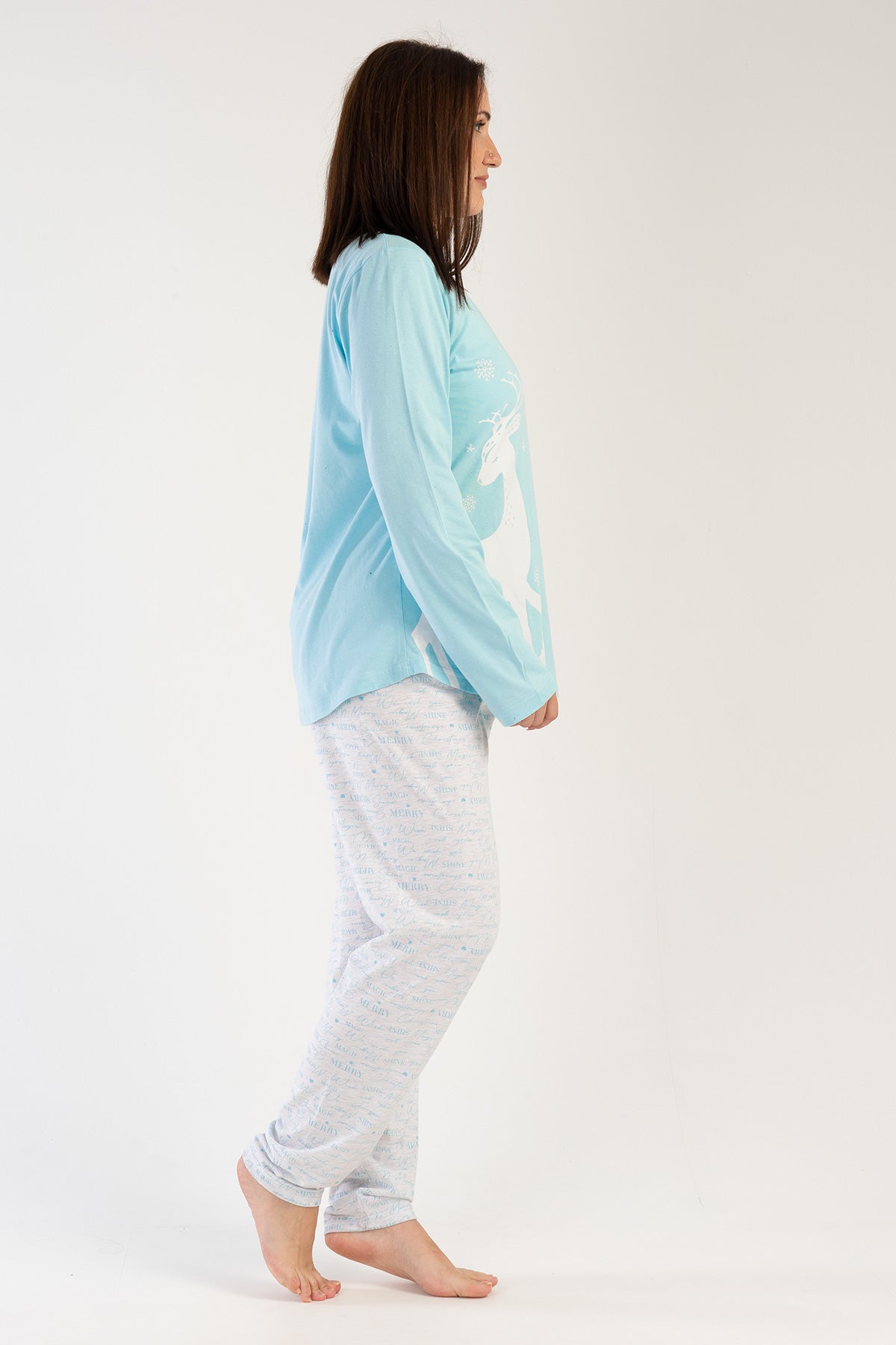 Woman Big Size Crystal Blue Pyjama Set