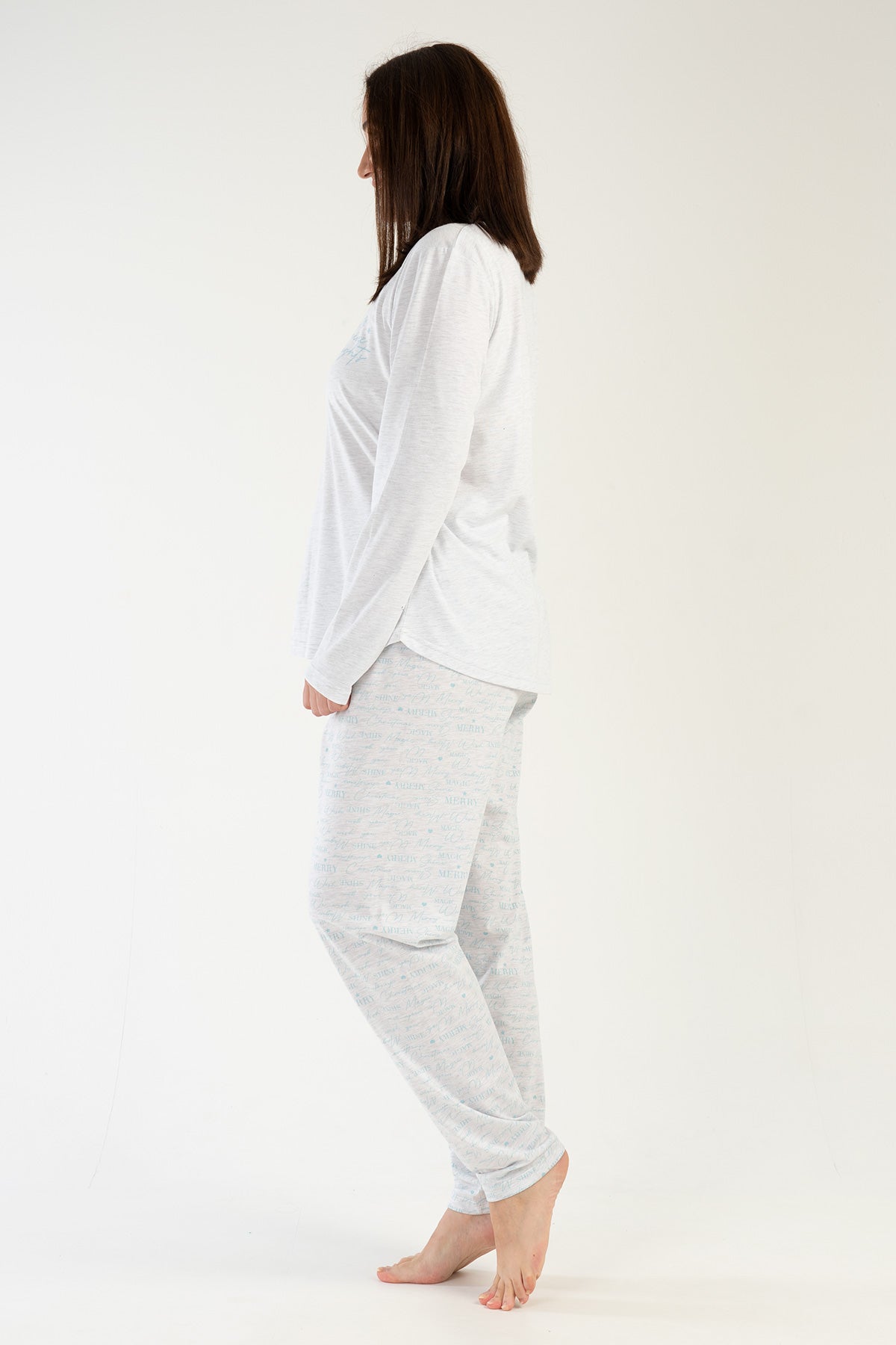 Woman Big Size Crystal Blue Pyjama Set