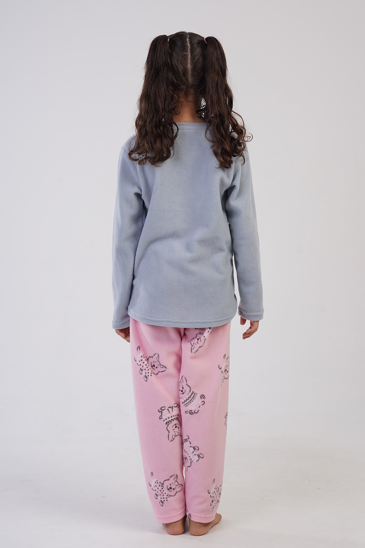 KIZ COCUK POLAR O YAKA UZUN KOL ETEGI OVAL PIJAMA TAKIM(7-8/13-14)