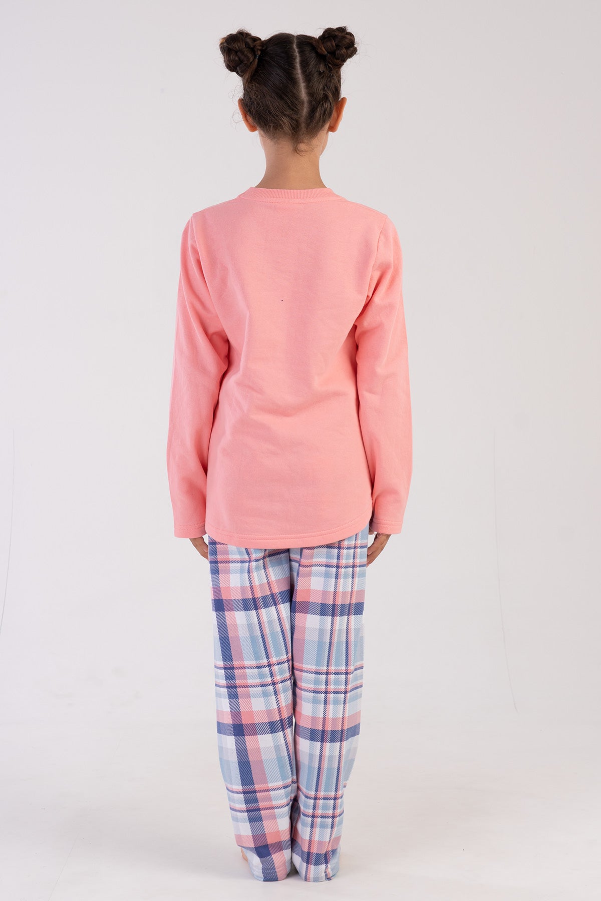 KIZ COCUK 2IPLIK O YAKA UZUN KOL ETEGI OVAL PIJAMA TAKIM(7-8/13-14)