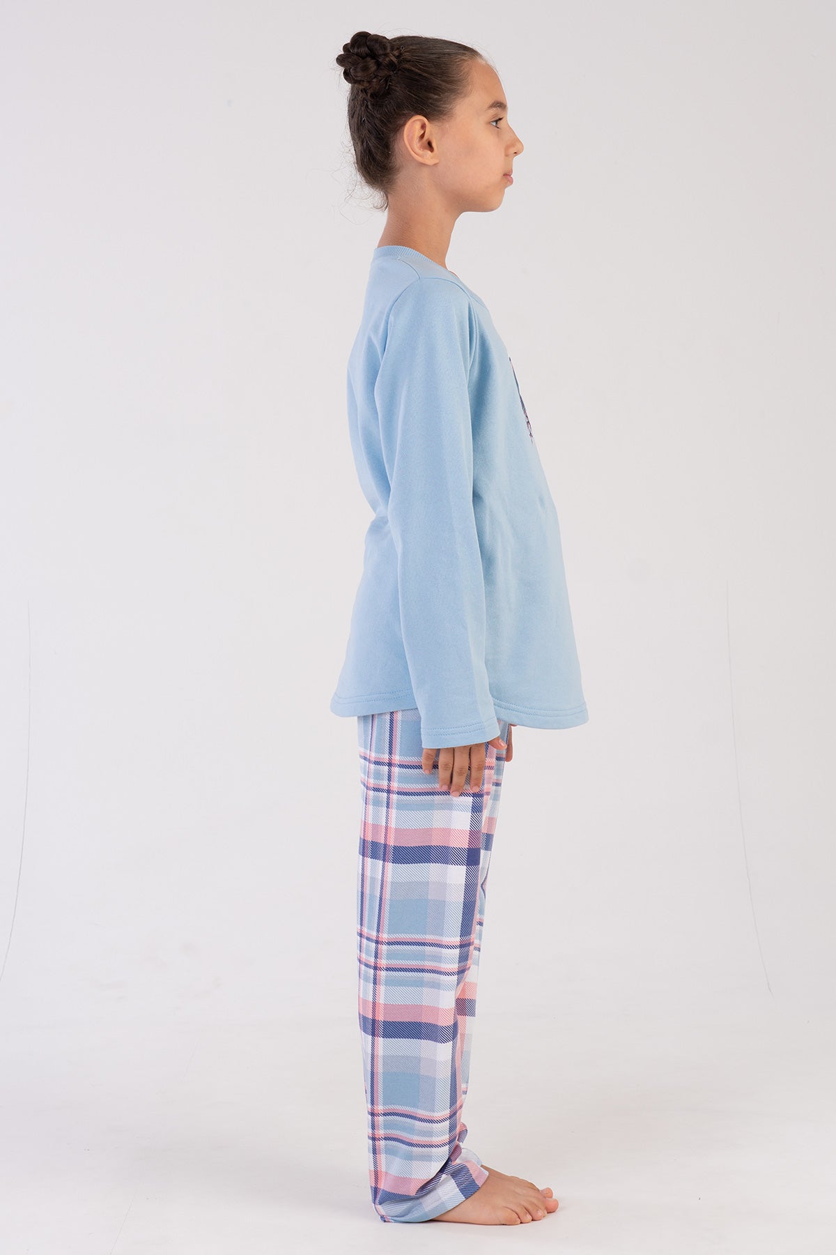 KIZ COCUK 2IPLIK O YAKA UZUN KOL ETEGI OVAL PIJAMA TAKIM(7-8/13-14)