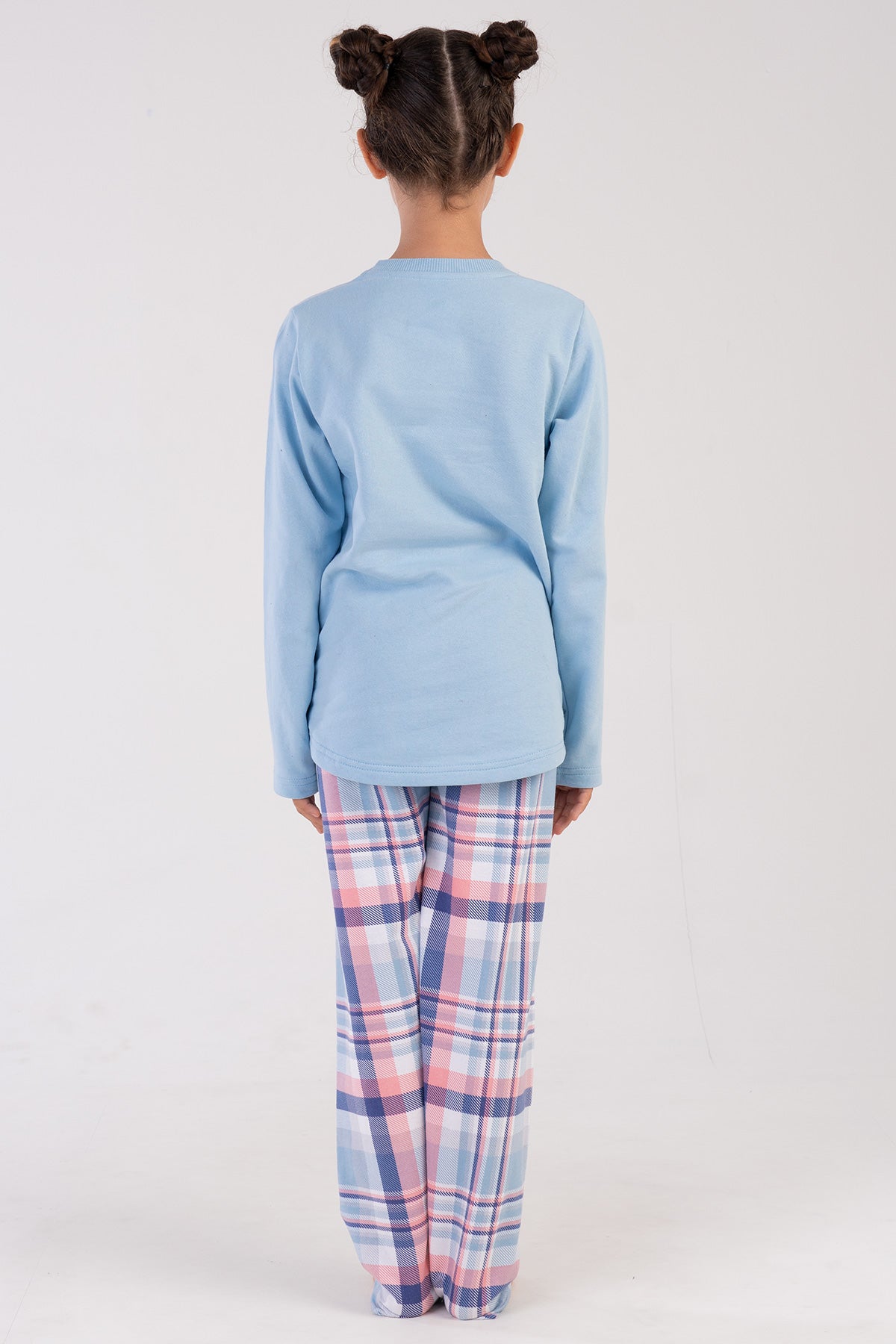 KIZ COCUK 2IPLIK O YAKA UZUN KOL ETEGI OVAL PIJAMA TAKIM(7-8/13-14)