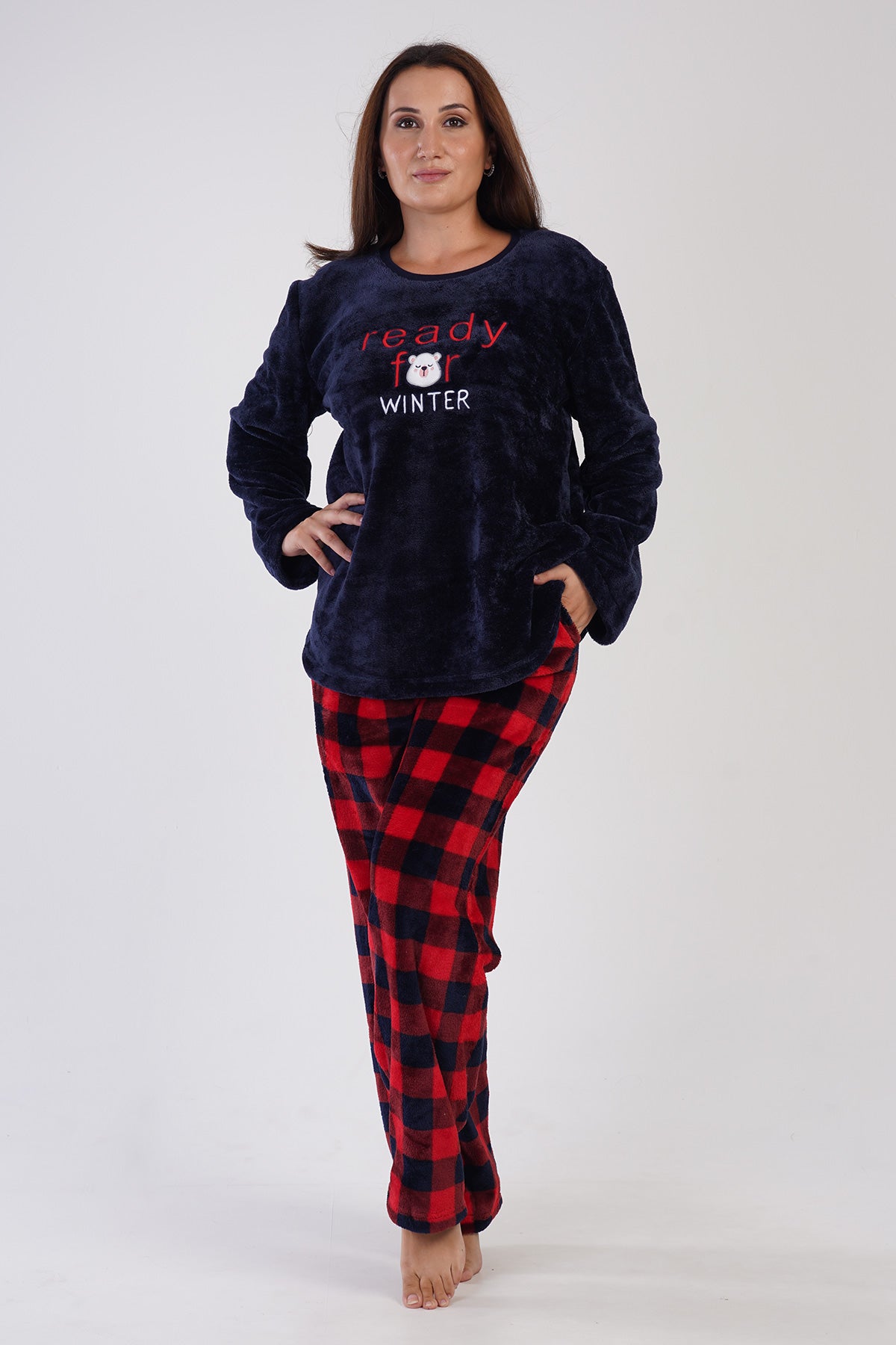 KADIN SOFT XXL O YAKA UZUN KOL ETEGI OVAL CEPLI PIJAMA TAKIM