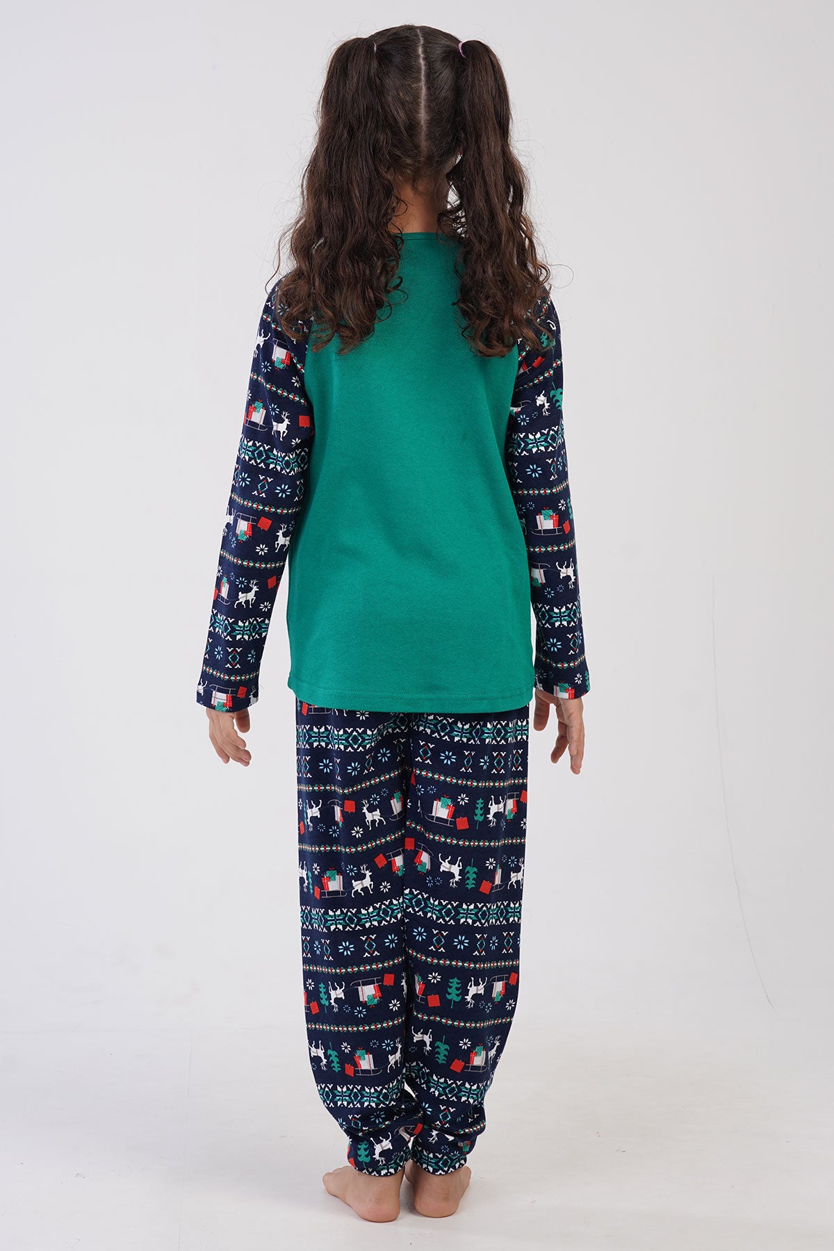 KIZ COCUK O.INTERLOK O YAKA REGLAN UZUN KOL ETEGI OVAL MANSETLI PIJAMA TAKIM(9-10/15-16)