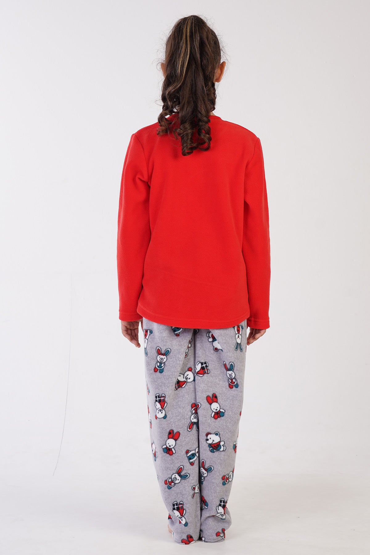 KIZ COCUK POLAR O YAKA UZUN KOL ETEGI OVAL PIJAMA TAKIM(9-10/15-16)