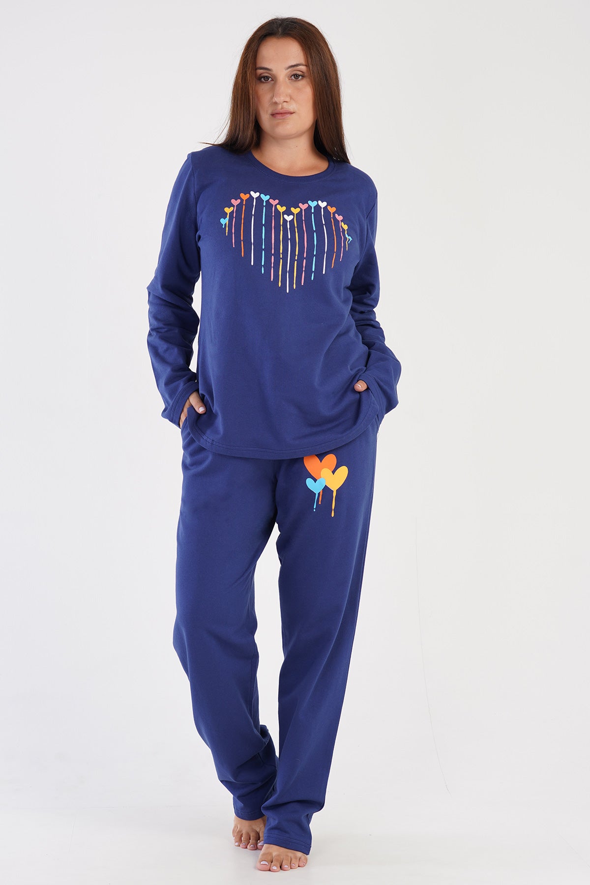 KADIN 2IPLIK XXL O YAKA UZUN KOL ETEGI OVAL CEPLI PIJAMA TAKIM