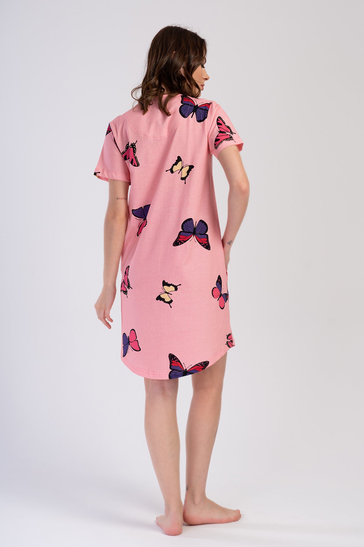 Woman Butterfly Supreme O Neck Short Sleeve Tunic