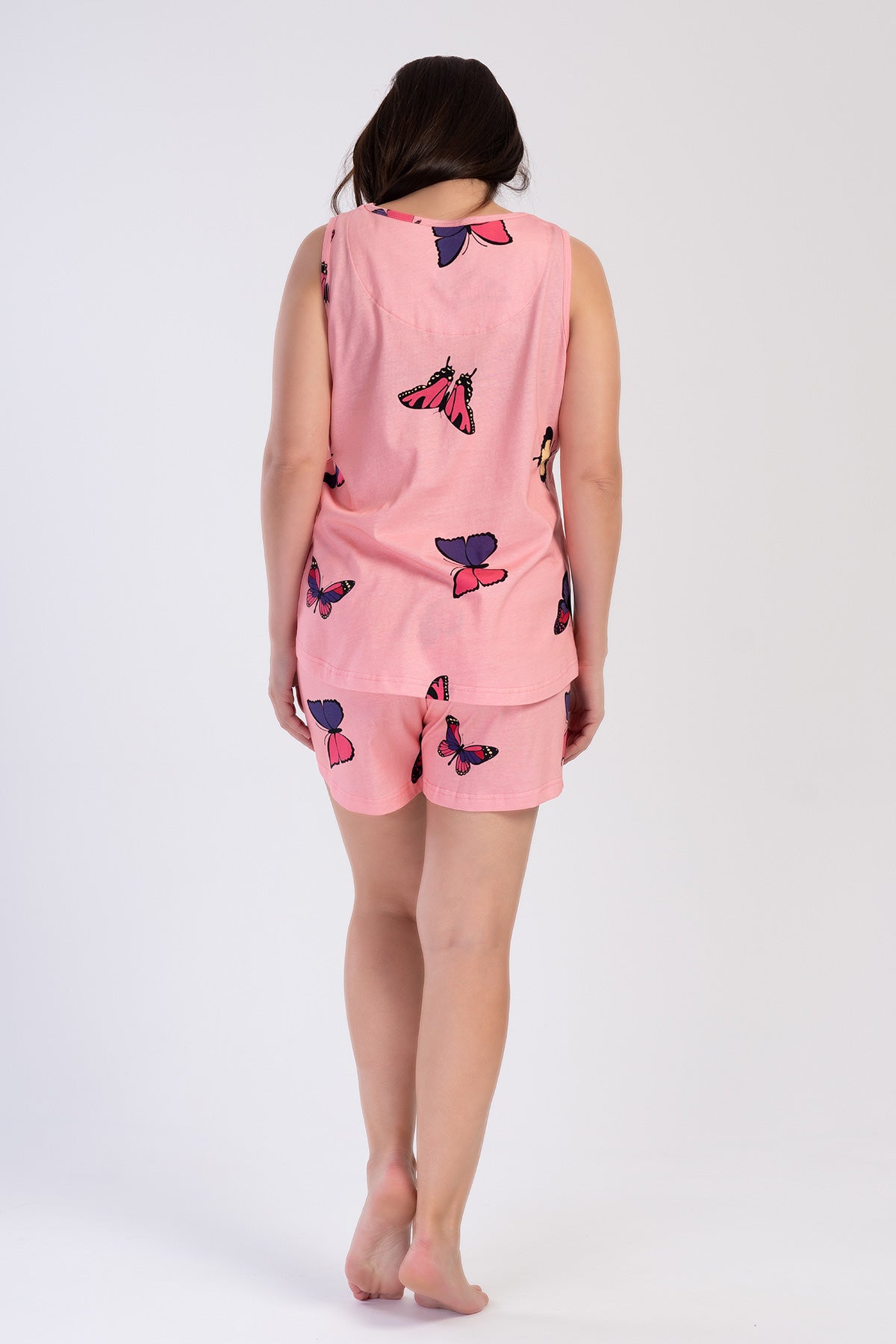 Woman Pink Butterfly Big Size Supreme Short Set