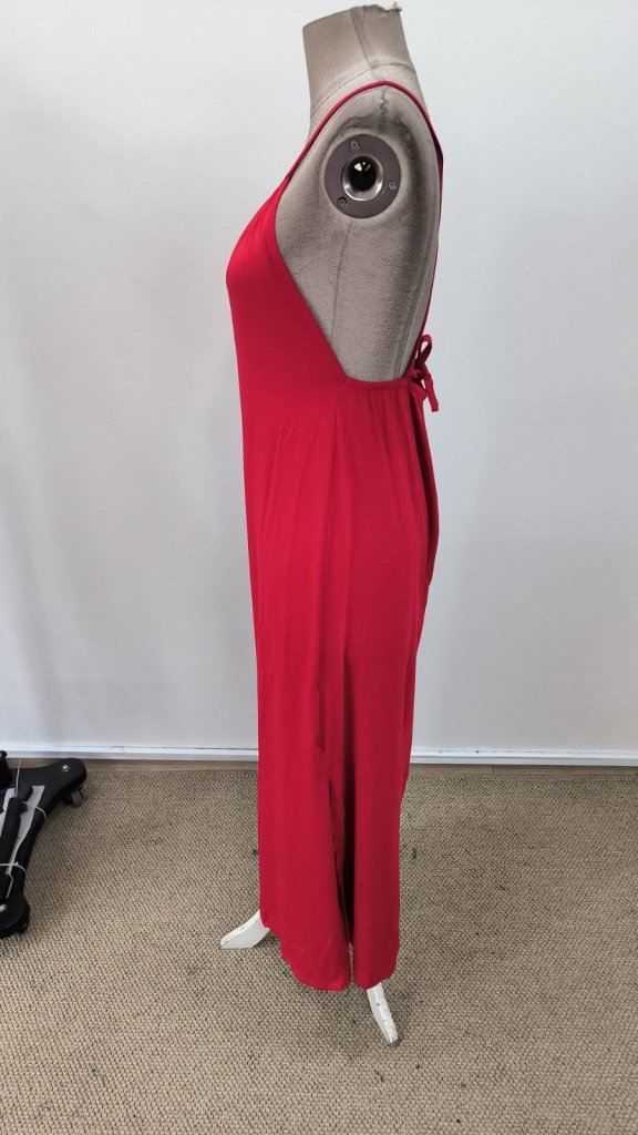 Kadın Omuzlardan Açık Boyundan Bağlamalı Arkası çapraz Detaylı Uzun Viskon Elbise , 35652