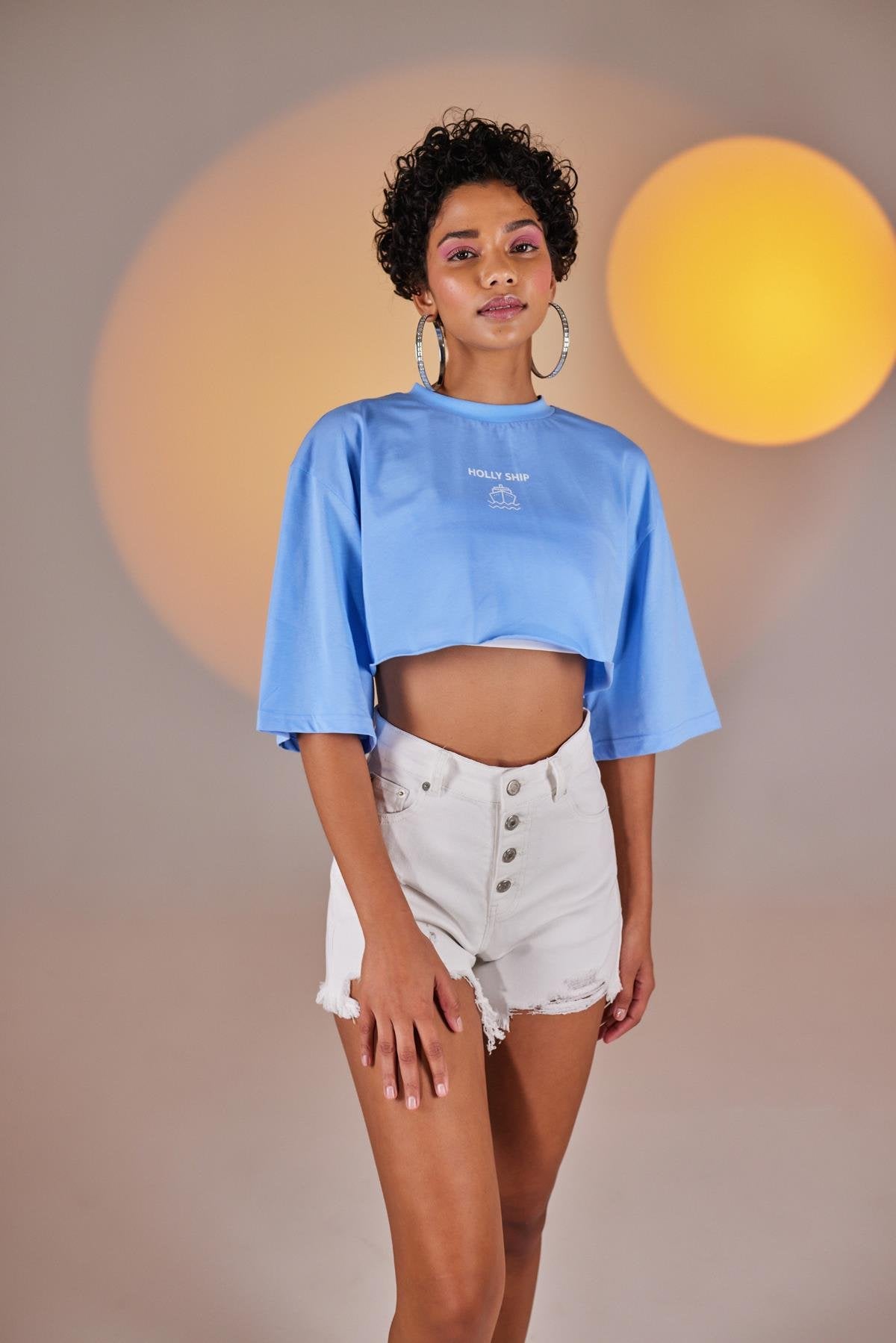 Holly Crop Tshirt Mavi