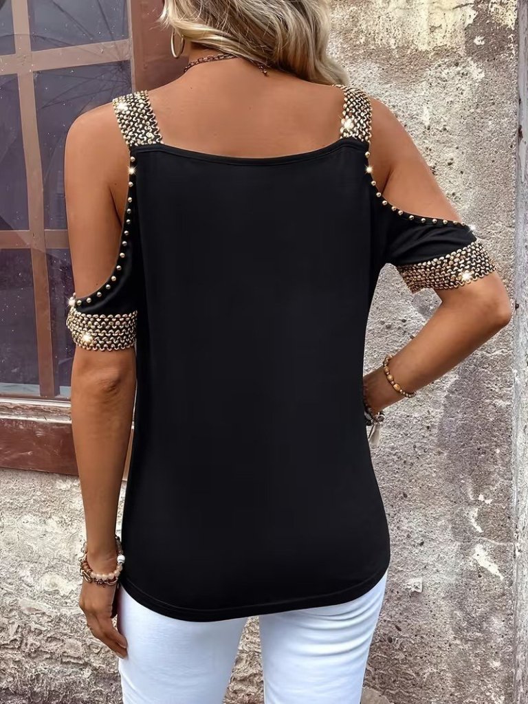 Kadın Omuzlardan Açık V Yakalı Askılı Viskon Bluz , 31843