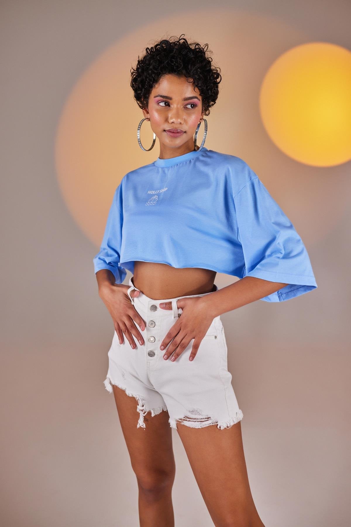 Holly Crop Tshirt Mavi