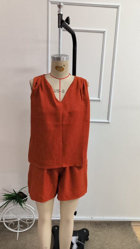 Kadın Kısa Kollu V Yakalı Bluz Ve Kısa Short Ikili Takım, 34315