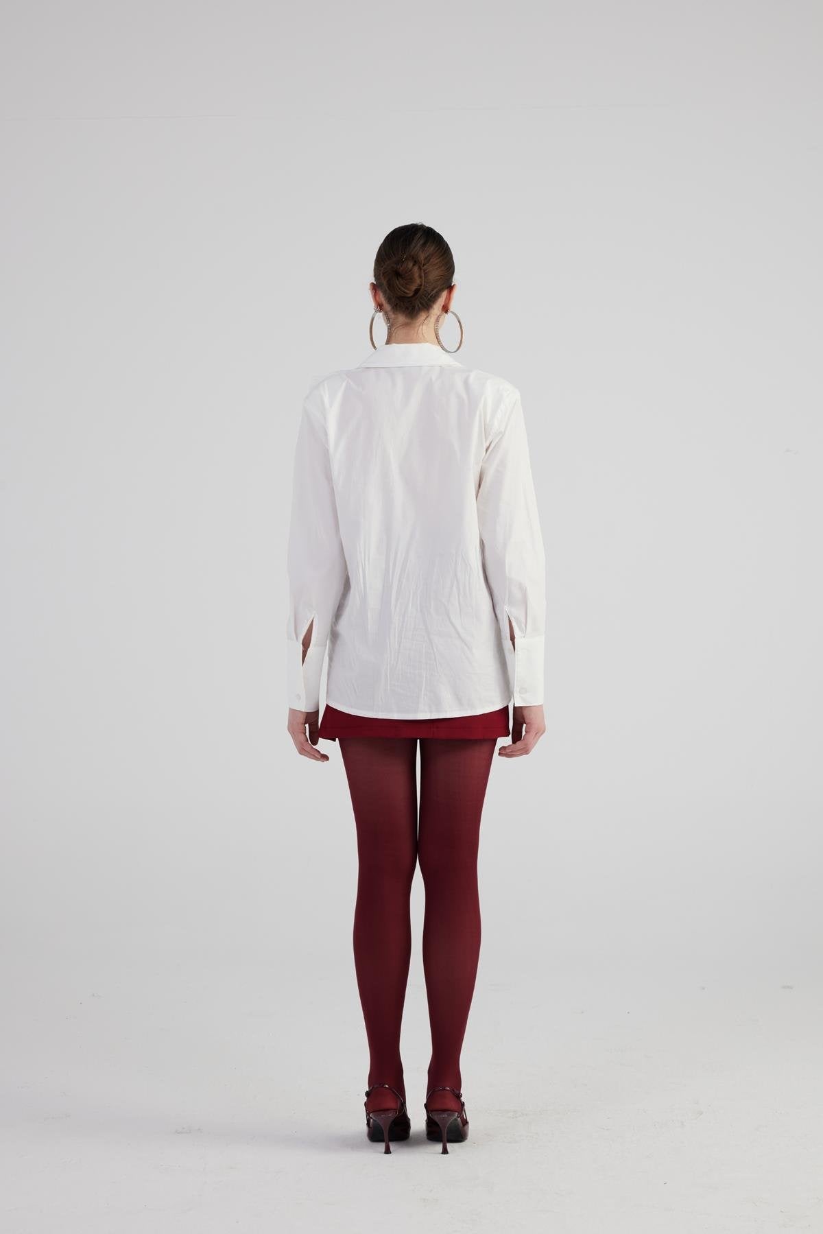 Gül Detaylı Poplin Madison Gömlek Beyaz