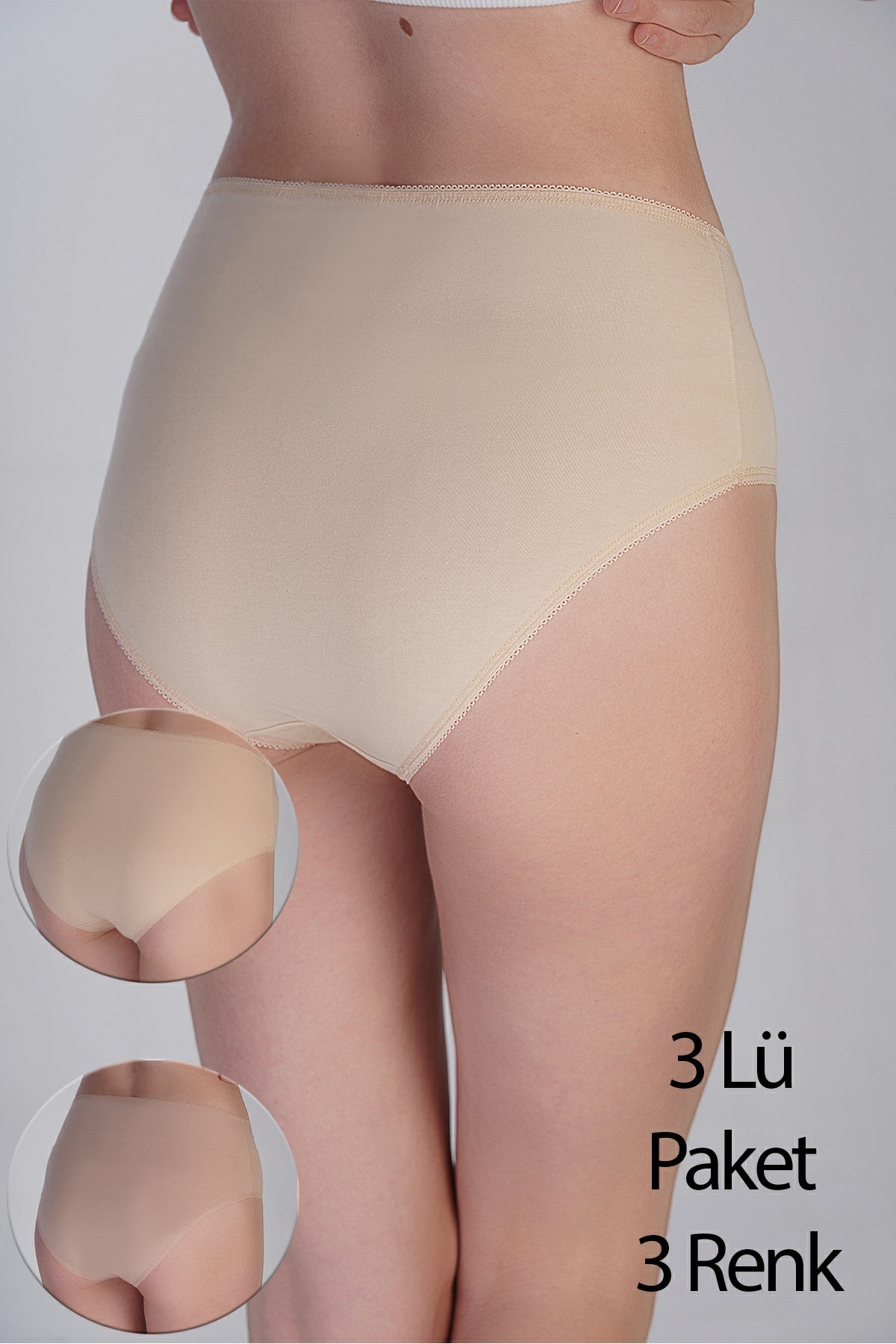Kadın Yarım Bel Bikini Penye 3 lü Külot